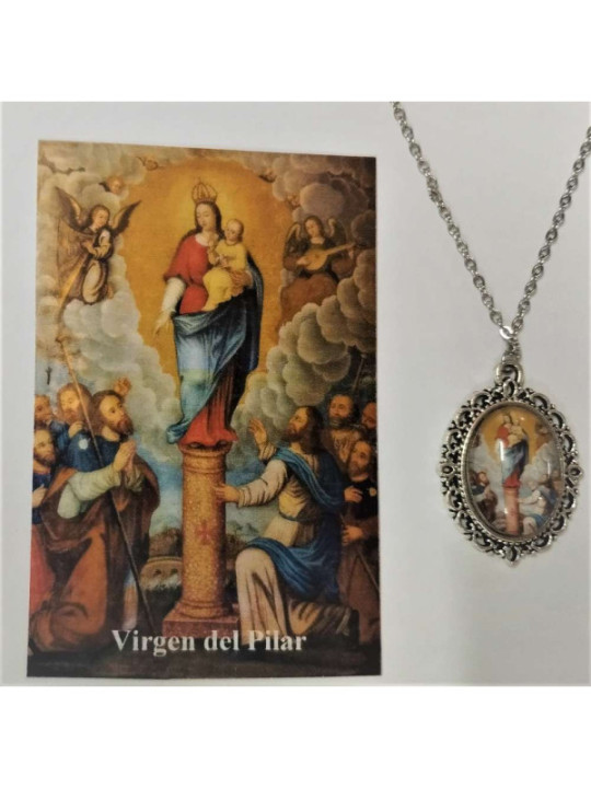 Medalla Esmaltada Virgen del Pilar 14 mm con Estampa