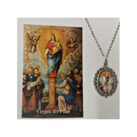 Medalla Esmaltada Virgen del Pilar 14 mm con Estampa