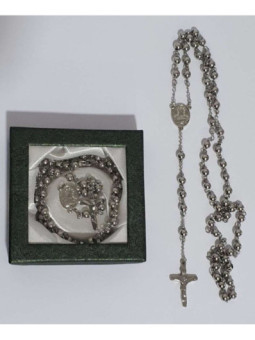 Rosario Plateado de Acero Inoxidable.