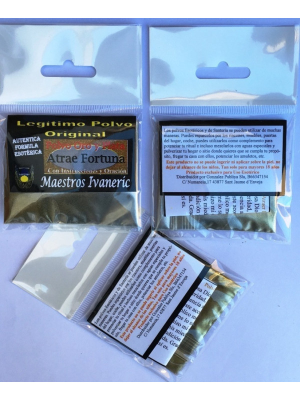 Polvo Oro y Plata, Suerte, Fortuna y Prosperidad con Instrucciones y Oración