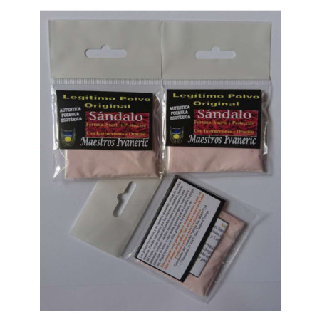 Polvo Sándalo con Instrucciones y Oración, Atraer suerte, Protección y Fortuna