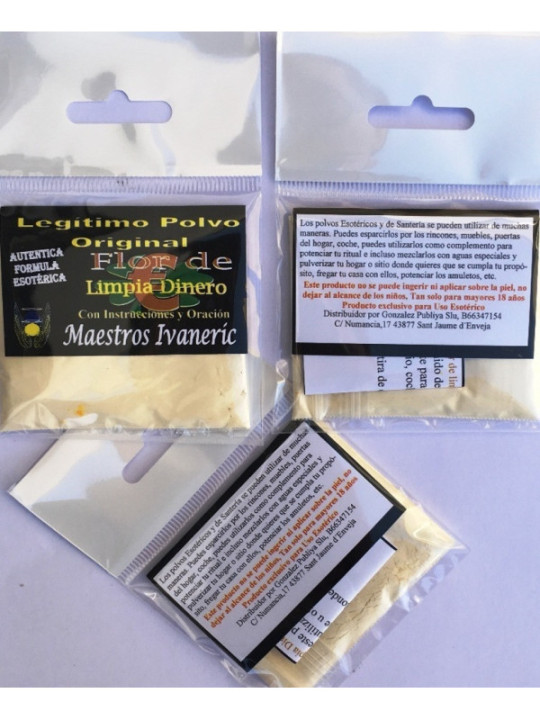 Polvo Flor de Limpia Dinero con Instrucciones y Oración