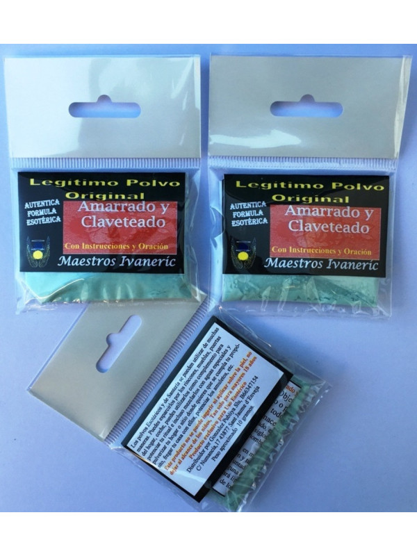 Polvo Amarrado y Claveteado, con Instrucciones y Oración