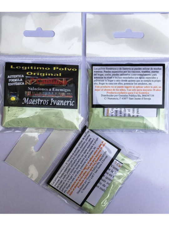Polvo 7 Cantinas, Salaciones contra enemigos con Instrucciones y Oración