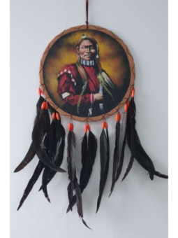 Atrapasueños Pintado a Mano Guerrero Indio, . 26x54 aprox.