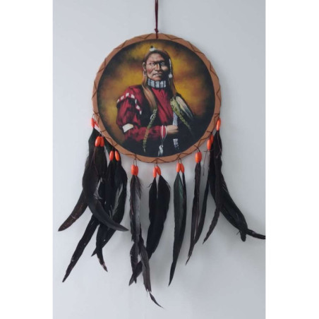 Atrapasueños Pintado a Mano Guerrero Indio, . 26x54 aprox.