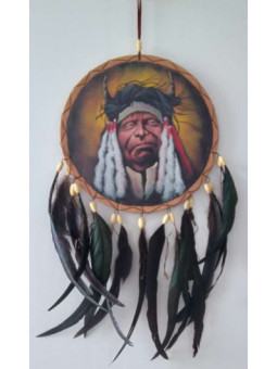 Atrapasueños Pintado a Mano Jefe Indio. 26x54 aprox.