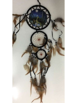 Atrapasueños Lobos Montaña con Plumas 80cm