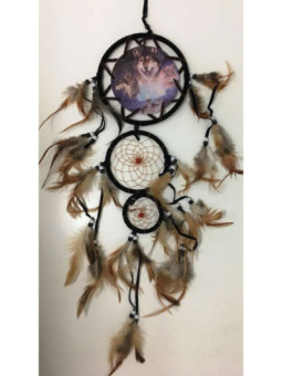 Atrapasueños Lobos Luna con Plumas 80cm