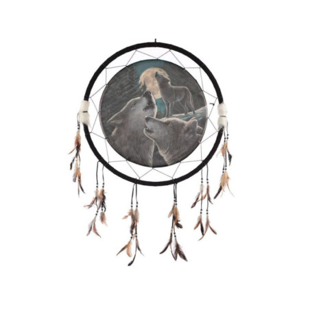 Atrapasueños Negro con Lobos. 60cm de diámetro