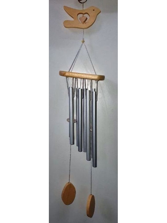 Móvil de Viento de Madera Pájaro. 60cm