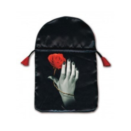 Bolsa Guarda Tarot Mano y Rosa. 16cm X 22.5cm