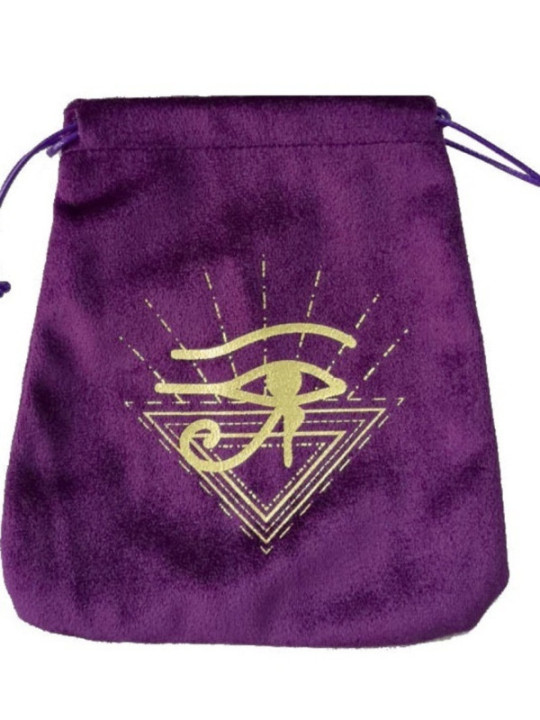 Bolsa Guarda Tarot Morada Ojo de Horus. 16.5cm X 15cm