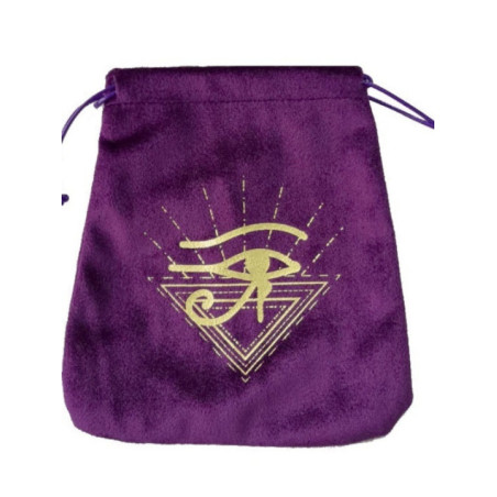 Bolsa Guarda Tarot Morada Ojo de Horus. 16.5cm X 15cm