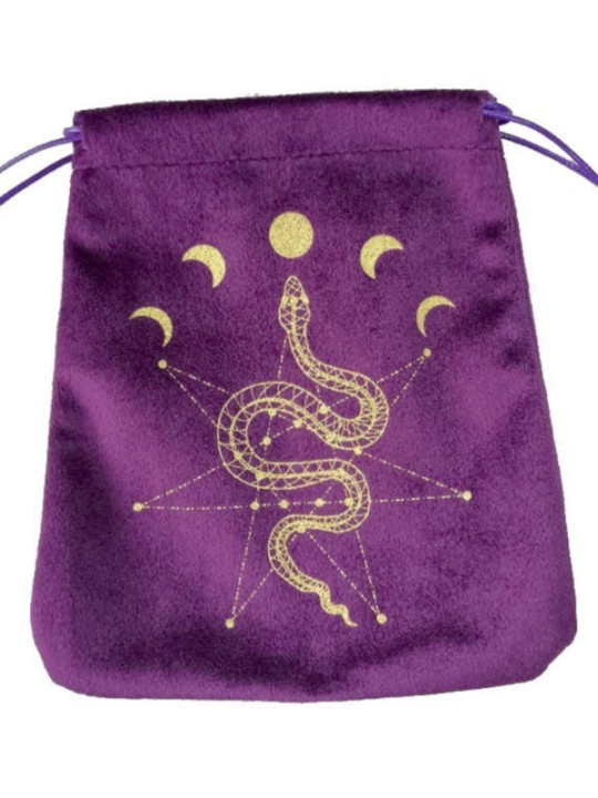 Bolsa Guarda Tarot Morada Serpiente 16.5cm X 15cm.