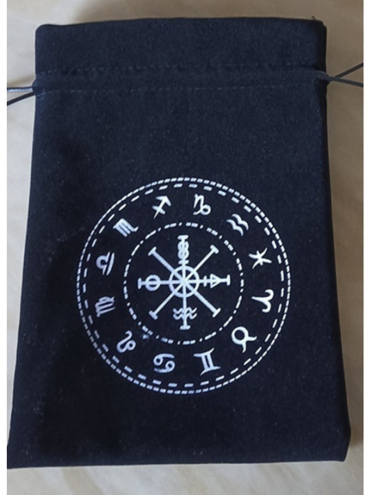 Bolsa Guarda Tarot Negra Signos Astrológicos. 18cm X 13cm