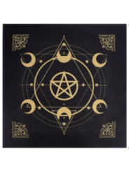 Tapete Tarot de Fieltro Pentagrama y Lunas. 49 x 49 cm