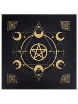 Tapete Tarot de Fieltro Pentagrama y Lunas. 49 x 49 cm