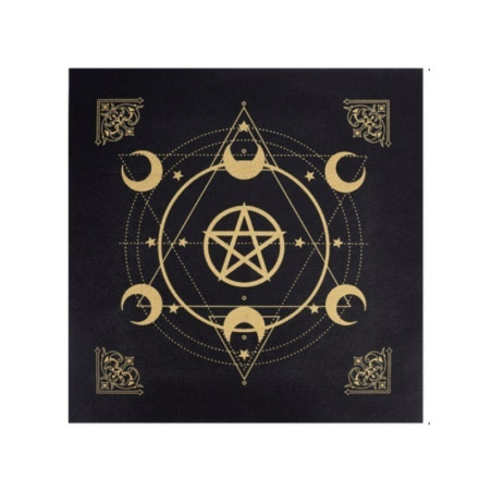 Tapete Tarot de Fieltro Pentagrama y Lunas. 49 x 49 cm