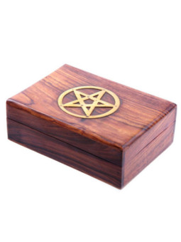 Caja de Madera Natural Pentagrama 17,5 cm