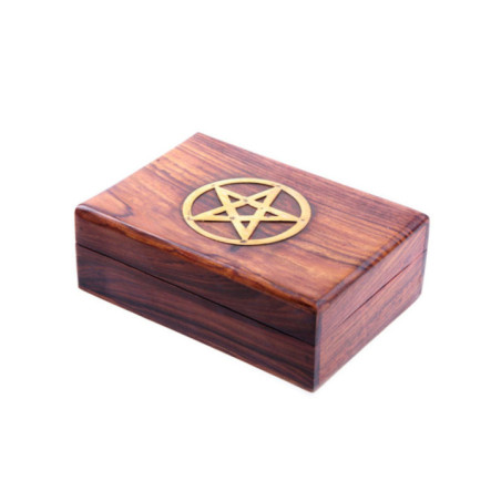 Caja de Madera Natural Pentagrama 17,5 cm