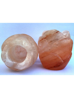 Porta Vela Natural de Sal del Himalaya. Forma de Rosa.