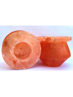 Porta Vela Natural de Sal del Himalaya. Forma de Olla.