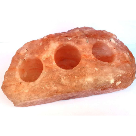 Porta Vela Natural de Sal del Himalaya. Rectangular 3 Huecos.