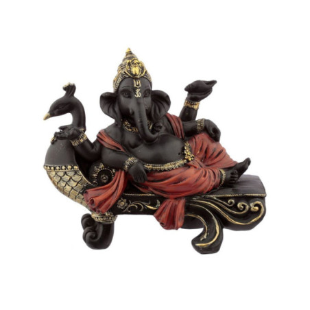 Figura Ganesh, Banco de Pavo Real - 15cm alto x 18 cm de ancho