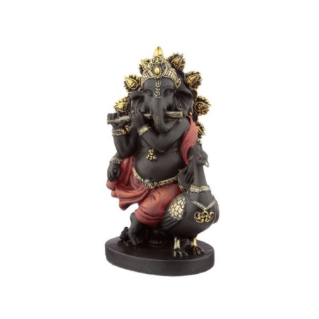 Figura Ganesh, Flauta y Pavo Real - 20,5 cm alto x 13,5 cm de ancho