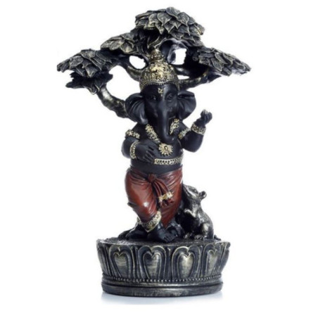 Figura Ganesh, Bajo Árbol - 23 cm alto x 14 cm de ancho