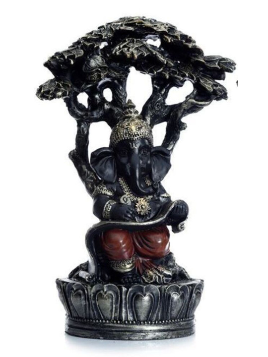 Figura Ganesh, Bajo Árbol - 21 cm alto x 14 cm de ancho