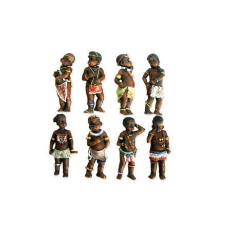 Imán de Resina Figuras Niños Africanos, 9 cm(figura Aleatoria)