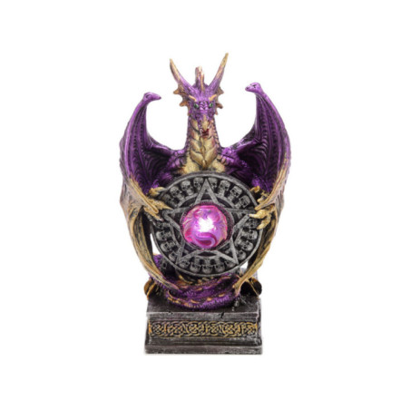Dragón Violeta con escudo Pentagrama con Luz Led