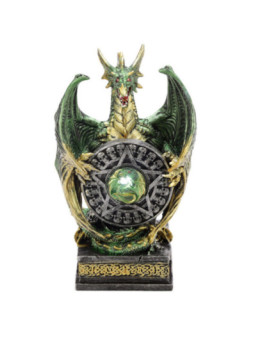 Dragón Verde con escudo Pentagrama con Luz Led
