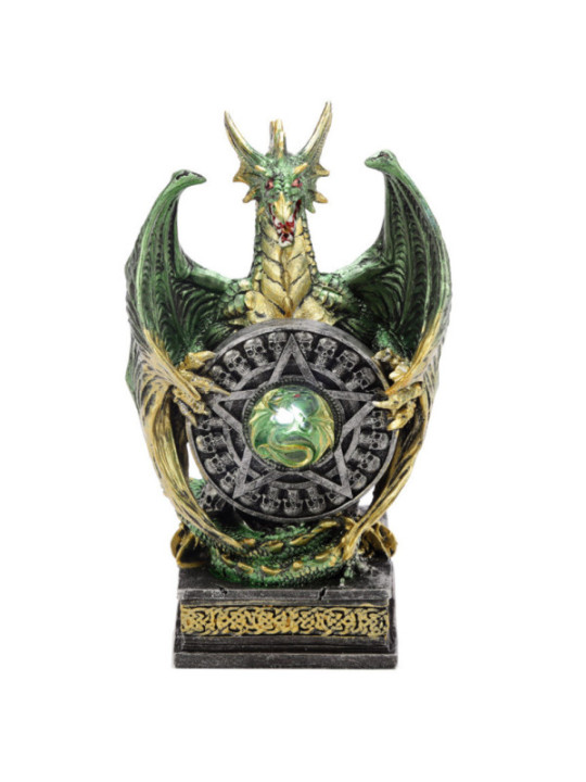 Dragón Verde con escudo Pentagrama con Luz Led
