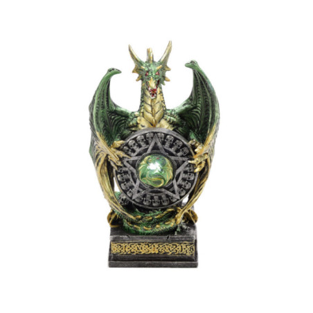 Dragón Verde con escudo Pentagrama con Luz Led