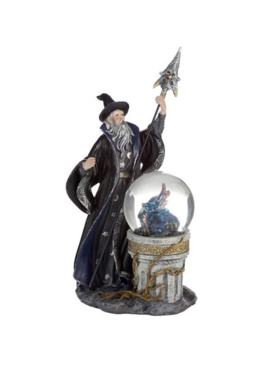 Figura Dragón de Hielo en Bola de Cristal con Espíritu Hechicero, 23,5 cm Alto x 12,5 Ancho