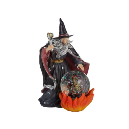 Figura Dragón de Fuego en Bola de Cristal con Espíritu Hechicero, 20 cm Alto x 12 Ancho
