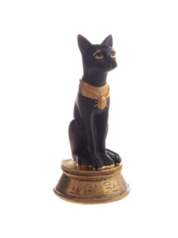 Diosa Bast Egipcio Negro y Dorado Collar Escarabajo