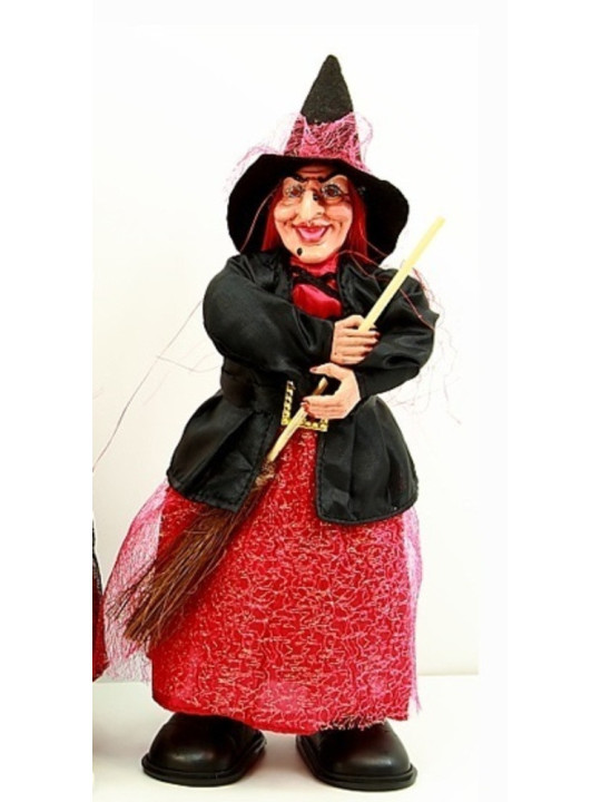Bruja Negra-Roja Andadora con Luz y Sonido 30cm
