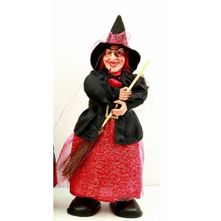 Bruja Negra-Roja Andadora con Luz y Sonido 30cm