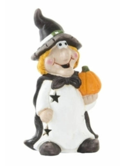 Bruja de Cerámica con Luz Led. 21 de altura x 12cm de ancho.