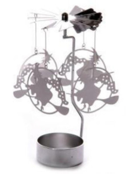 Portavelas de Metal Carrusel de Brujas sobre Escobas