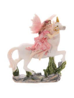 Hada Floral Rosa con Unicornio. 7 cm de alto x 6 de Ancho