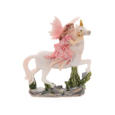 Hada Floral Rosa con Unicornio. 7 cm de alto x 6 de Ancho
