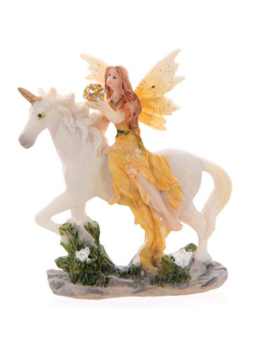 Hada Floral Amarilla con Unicornio. 7 cm de alto x 6 de Ancho