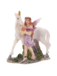 Hada Floral Violeta con Unicornio. 7 cm de alto x 6 de Ancho