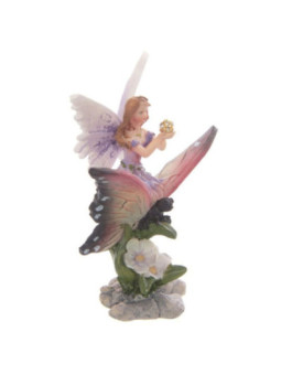 Hada Floral Lila sobre Mariposa 10 cm de alto x 8 de Ancho