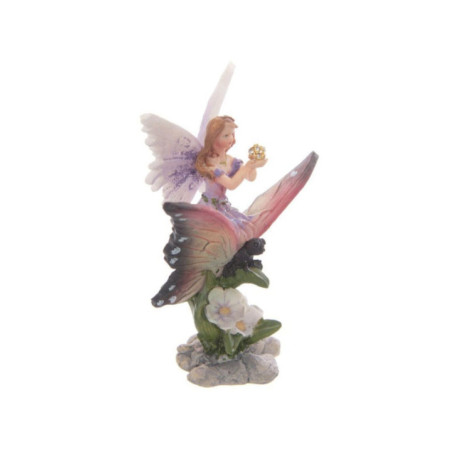 Hada Floral Lila sobre Mariposa 10 cm de alto x 8 de Ancho